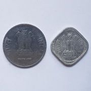 Monety, Indie 2 rupie 2016 i 5 pajs 1968