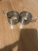 PRL metalowe koszyczki pod szklankę