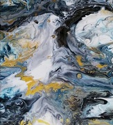 Obraz malowany ręcznie akrylowy pouring 30x40 cm 