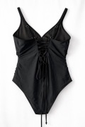 Czarny modelujący kostium kąpielowy z wiązaniem na plecach SHEIN 3XL