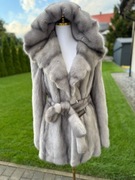 Futro z norek norki naturalne szare r M 38 nowe 