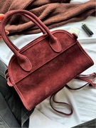 Torba damska ZAMSZOWA SKÓRZANA z długim paskiem