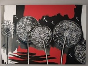 Obraz czerwono czarny DMUCHAWCE duży! 100x70 cm Galeria Bączkowska 