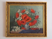 Obraz olejny "Bukiet maków i margaretek", Sygnowany: Max Höpflinger