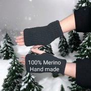 Mitenki Handmade – Rękawiczki bez palców, 100% Merino, Ciepłe