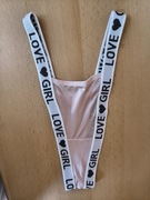 Stringi skąpe sexi erotyczne 2pack pudrowy róż S w kształcie litery V