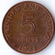 TRYNIDAD I TOBAGO 5 centów 1971, KM# 2, XF