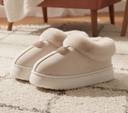 Kapcie r.38 (24,5cm) na platformie beżowe z cholewką w stylu ugg