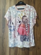 T-shirt multikolor róż L XL 