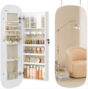 SZAFKA na biżuterię, lustro ścienne z półką na biżuterię JJC026W01