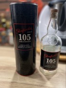 Kolekcjonerska butelka i tuba po whisky Glenfarclas 105