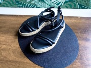Sandały Espadryle Damskie na Platformie Boohoo 40 25cm Czarne Paski
