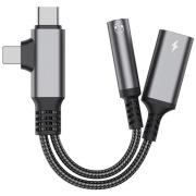 Rozdzielacz 2 w 1 - jack 3,5 mm / USB-C do USB-C / Lightning 