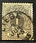 Belgia (Belgique, Belgie), lew przed tarczą z herbem Belgii, 1 centym