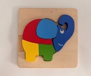 Playtive kolorowe, drewniane puzzle 2D słonik
