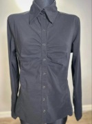 Elastyczna kobieca koszula damska czarna l 40 vintage retro