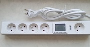 Listwa przepięciowa 1,5 m z 5 gniazdami i licznikiem poboru energii