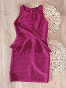 Bordowa elegancka sukienka Miss Selfridge 38M ażurkowa z baskinką