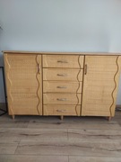 Komoda drewniana z ratanem