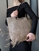 Torebka naturalny len ,handmade ,duża A4 , beżowy ,letnia szydełkowa torebk