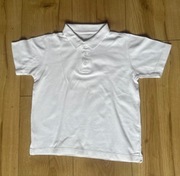Biała, bawełniana koszulka typu polo, r. 122-128 (7-8lat)