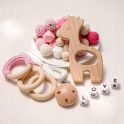 Zawieszka drewniana, gryzak Mamimami DIY rózowa