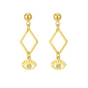 Kolczyki sztyfty oko proroka złote stal chirurgiczna handmade Asymetryczne 