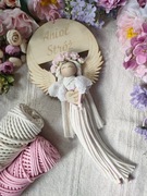 Anioł Stróż makrama 46 cm Chrzest Roczek Urodziny Komunia Święta 