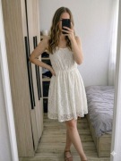 Sukienka koronkowa ecru kremowa  Divided H&M r. 36 S