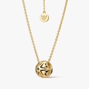 Naszyjnik W.KRUK srebrny pozłacany z czarną cyrkonią i diamentem NOWY