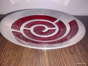 Designerska Patera Aluminiowa Red swirl h.n. handicraft Indie