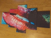 Zmysłowe Usta Kobiety - Pentaptyk na Płótnie PREMIUM, 150x100 cm