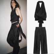 Zara zestaw set top halter spodnie XS limited