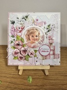 Kartka handmade na Baby Shower / narodziny dziecka + pudełko 15x15