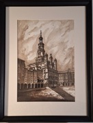 akwarela- ratusz poznański w kolorze sepii