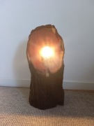 Lampka drewniana stojąca loft industrial pieniek śliwa naturalna unikat!