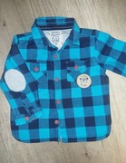 Ciepła koszula w kratę niebiesko-czarna Cool Club rozmiar 74 stan idealny