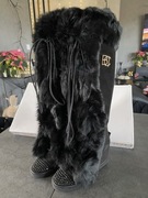 BOOCI Kozaki Sneakersy Skóra Naturalna Zamsz Czarne Naturalne Futro Nowe 36