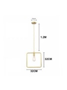 Złota lampa wisząca kwadrat sufitowa skandynawska