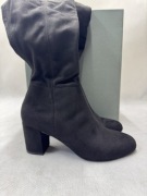 Minelli Długie zamszowe kozaczki na korku czarne rozmiar 38