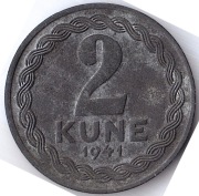 CHORWACJA 2 kune 1941, KM# 2, AU