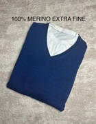 Sweter męski merino serek. Chabrowy kolor