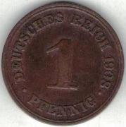 21 Niemcy Cesarstwo 1 pfennig 1908 D