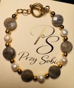 Wyjątkowa Bransoletka: Labradoryt, Perły, Hematyt Złocony | Rękodzieło