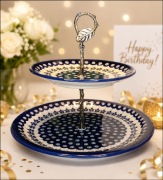 Patera na ciasto ceramiczna 2 w 1 166a ceramika Z.C. Bolesławiec Z.C.B.