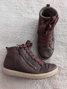 Wiśniowe skórzane zasuwane eleganckie buty sneakersy Ecco 38 GoreTex