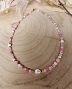 Naszyjnik Choker z Kamieni Naturalnych Perły Agat Jadeit Kwarc Hematyt 