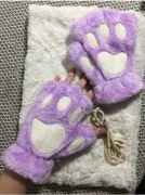 Rękawice mitenki łapy kota bez palców. Nowe fioletowe lilowe 