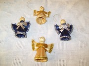 SŁOMIANE ANIOŁKI NA CHOINKĘ - 4 SZT.