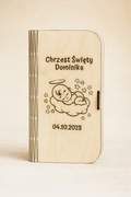 PERSONALIZOWANE DREWNIANE PUDEŁKO na pieniądze Chrzciny chrzest